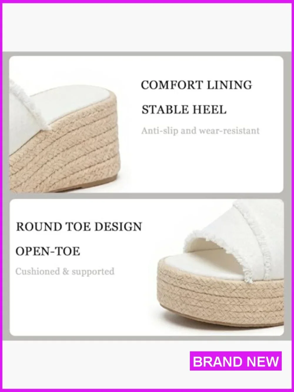 Platform Denim Tassel Wedge Sandals Slip On Comfortable Boho Beach Slides